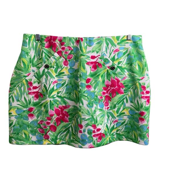 Pappagallo Women's Green Topical Isabel Mini Skirt Size XL Preppy Old Money - Picture 1 of 11